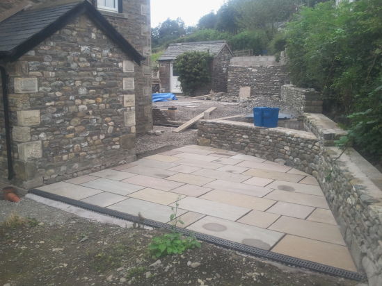 Patio and flower bed